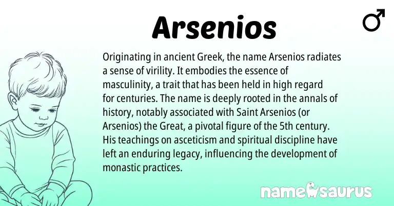 Infographic about Arsenios name meaning, Arsenios is a name from Greek origin(s).