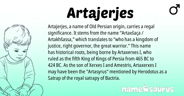 Infographic about Artajerjes name meaning, Artajerjes is a name from Old Persian origin(s).