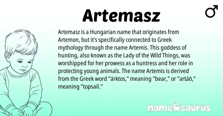 Infographic about Artemasz name meaning, Artemasz is a name from Hungarian, Greek origin(s).
