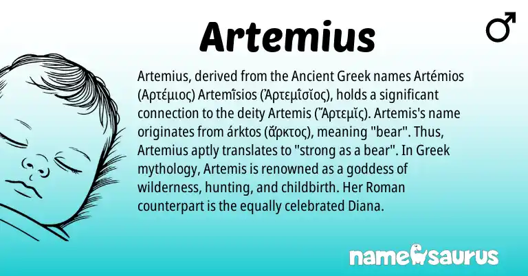Infographic about Artemius name meaning, Artemius is a name from Ancient Greek, Roman, Greek origin(s).