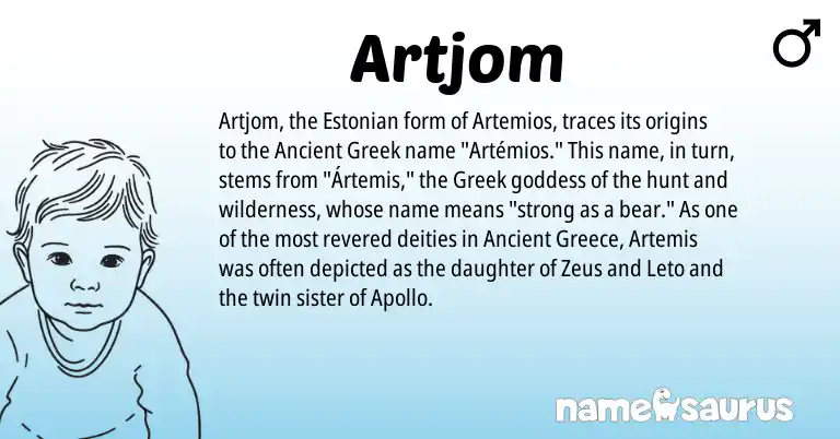 Infographic about Artjom name meaning, Artjom is a name from Ancient Greek, Greece, Estonian, Greek origin(s).