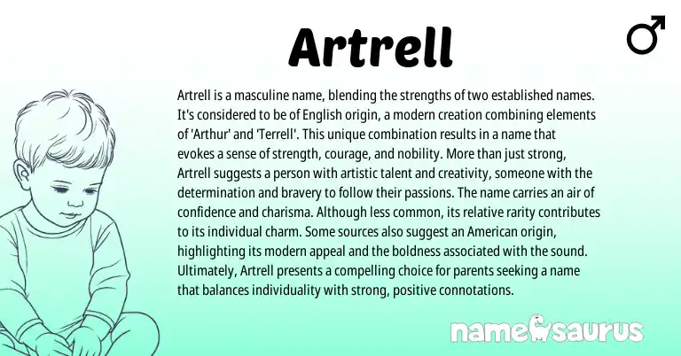 Infographic about Artrell name meaning, Artrell is a name from English origin(s).