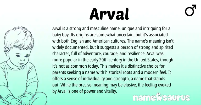 Infographic about Arval name meaning, Arval is a name from Other origin(s).