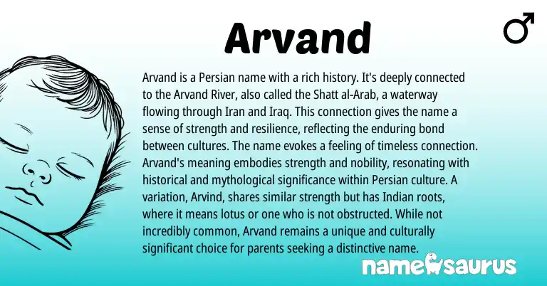 Infographic about Arvand name meaning, Arvand is a name from Avestan, Persian origin(s).