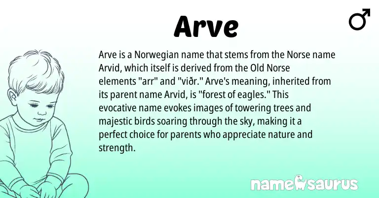 Infographic about Arve name meaning, Arve is a name from Norwegian, Old Norse, Norse origin(s).