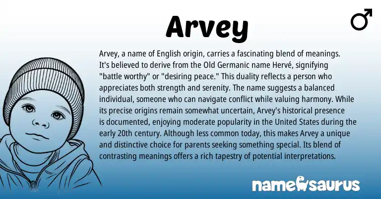 Infographic about Arvey name meaning, Arvey is a name from Germanic, English origin(s).