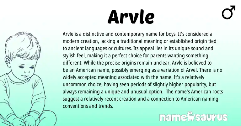 Infographic about Arvle name meaning, Arvle is a name from English origin(s).