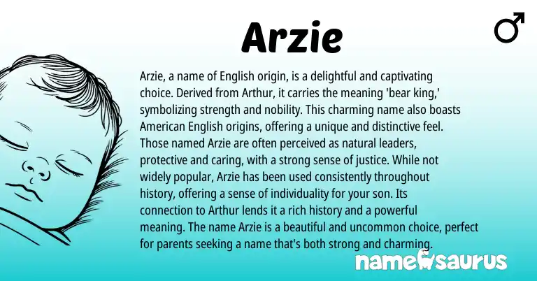 Infographic about Arzie name meaning, Arzie is a name from English origin(s).