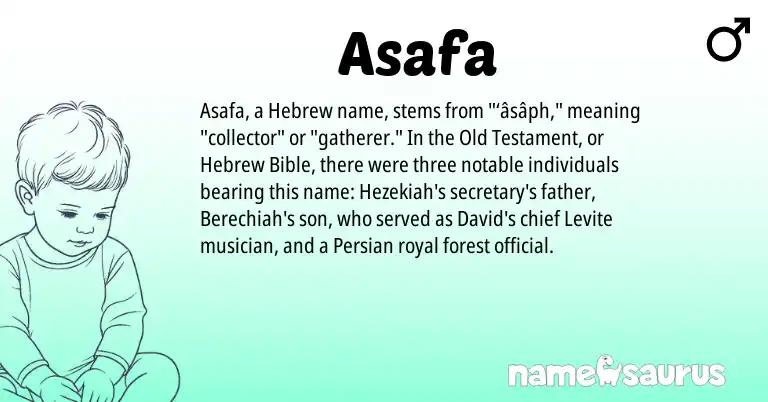 Infographic about Asafa name meaning, Asafa is a name from Persian, Hebrew origin(s).
