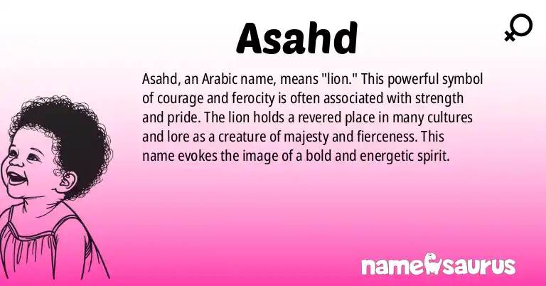 Infographic about Asahd name meaning, Asahd is a name from Arabic origin(s).