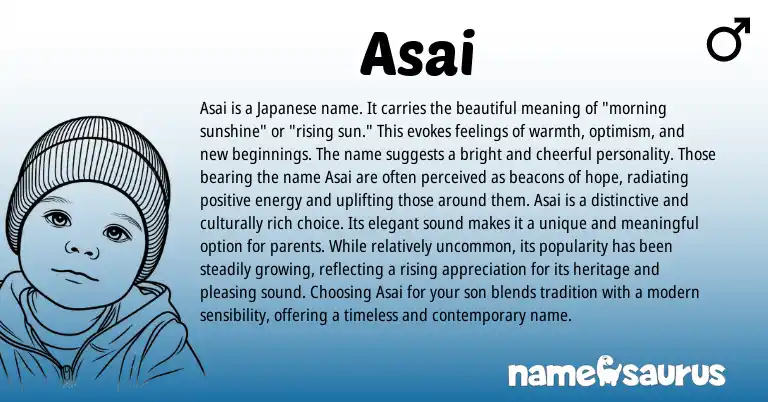 Infographic about Asai name meaning, Asai is a name from Tamil, Japanese origin(s).