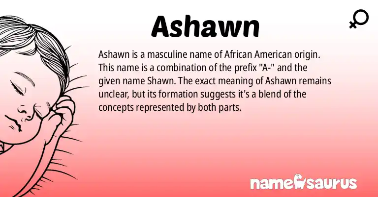 Infographic about Ashawn name meaning, Ashawn is a name from African American origin(s).
