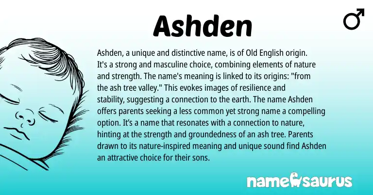 Infographic about Ashden name meaning, Ashden is a name from English origin(s).