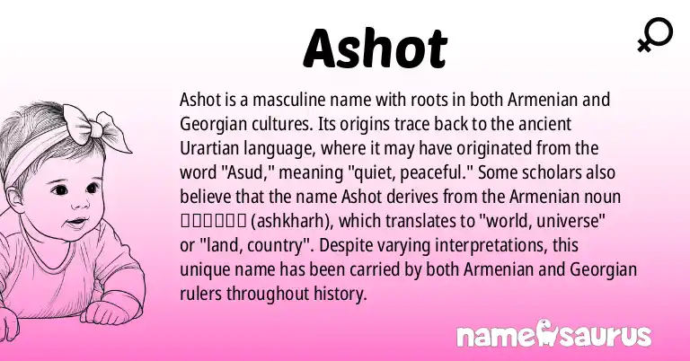 Infographic about Ashot name meaning, Ashot is a name from Armenian, Georgian origin(s).