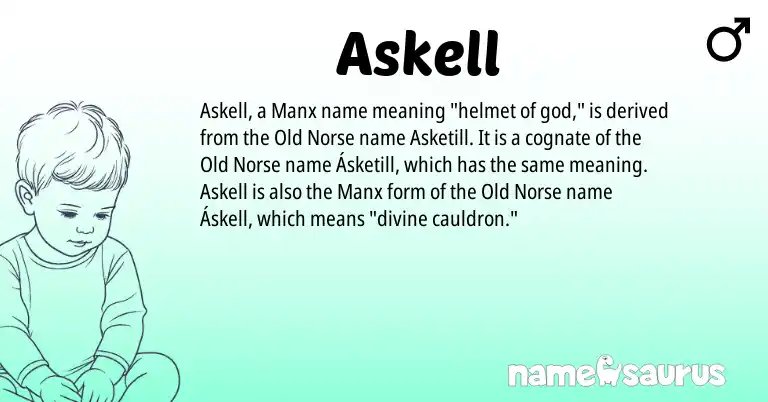 Infographic about Askell name meaning, Askell is a name from Old Norse, Manx origin(s).