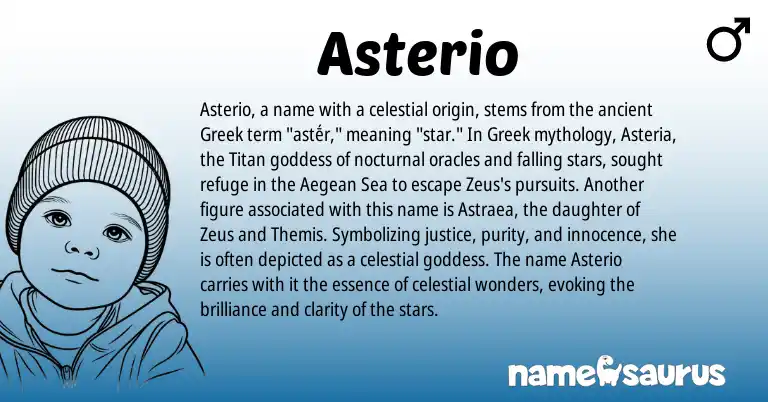 Infographic about Asterio name meaning, Asterio is a name from Greek origin(s).