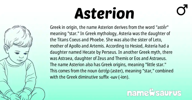 Infographic about Asterion name meaning, Asterion is a name from Greek origin(s).