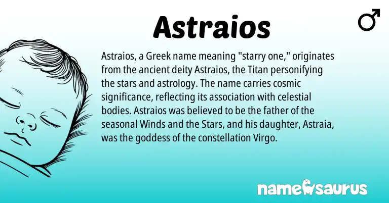 Infographic about Astraios name meaning, Astraios is a name from Greek origin(s).