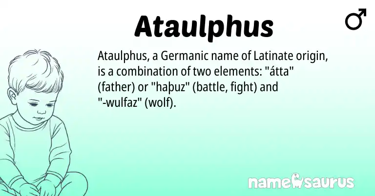 Infographic about Ataulphus name meaning, Ataulphus is a name from Germanic origin(s).
