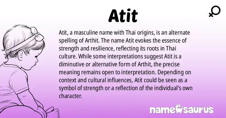 Infographic about Atit name meaning, Atit is a name from Thai origin(s).