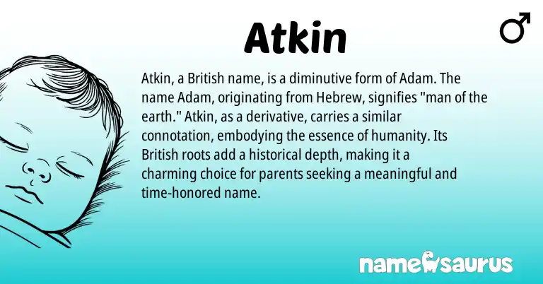 Infographic about Atkin name meaning, Atkin is a name from British, Hebrew origin(s).