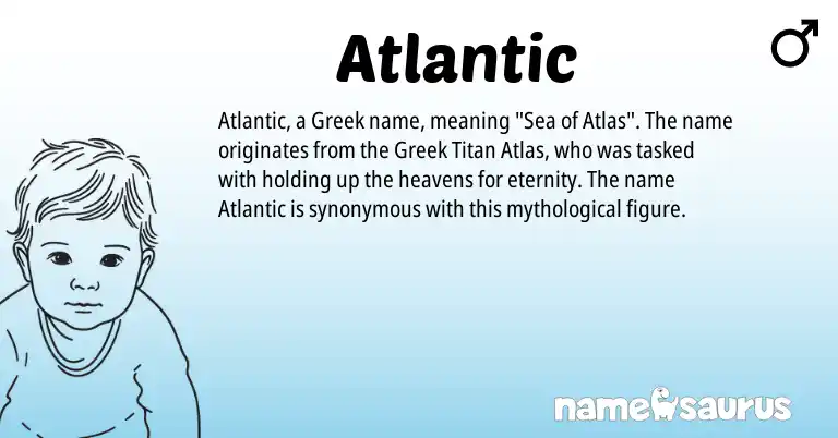 Infographic about Atlantic name meaning, Atlantic is a name from Greek origin(s).