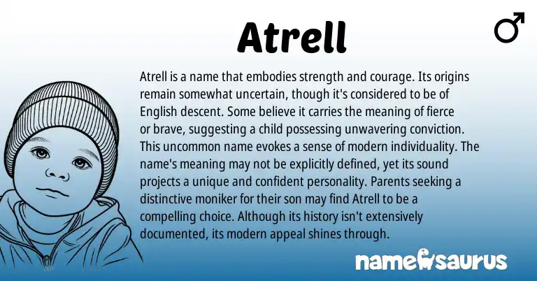 Infographic about Atrell name meaning, Atrell is a name from English origin(s).