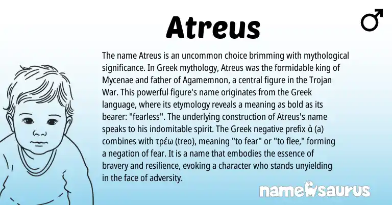 Infographic about Atreus name meaning, Atreus is a name from Greek origin(s).
