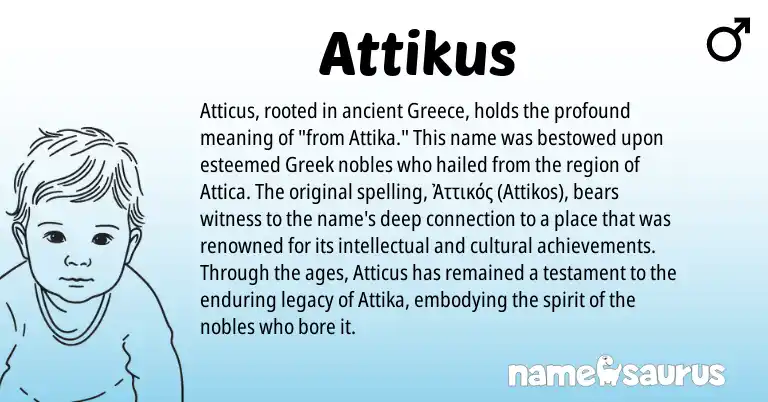 Infographic about Attikus name meaning, Attikus is a name from Greece, Greek origin(s).