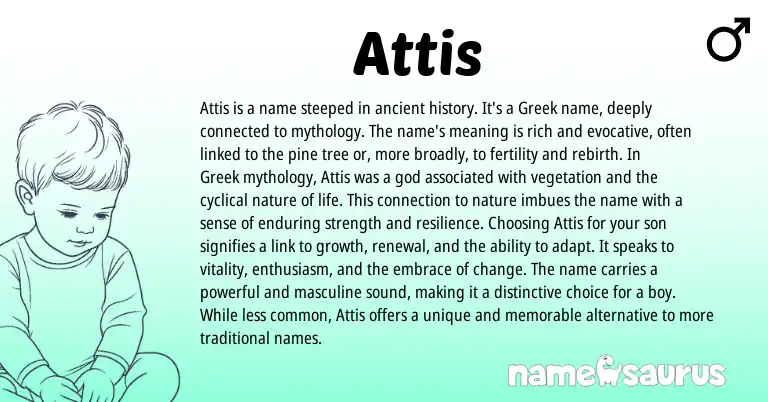Infographic about Attis name meaning, Attis is a name from Greek origin(s).