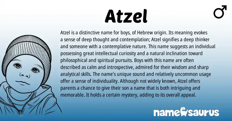 Infographic about Atzel name meaning, Atzel is a name from Hebrew origin(s).