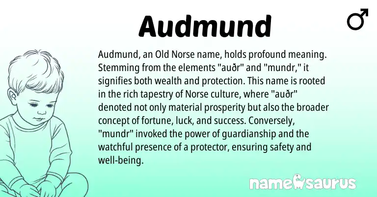Infographic about Audmund name meaning, Audmund is a name from Old Norse, Norse origin(s).