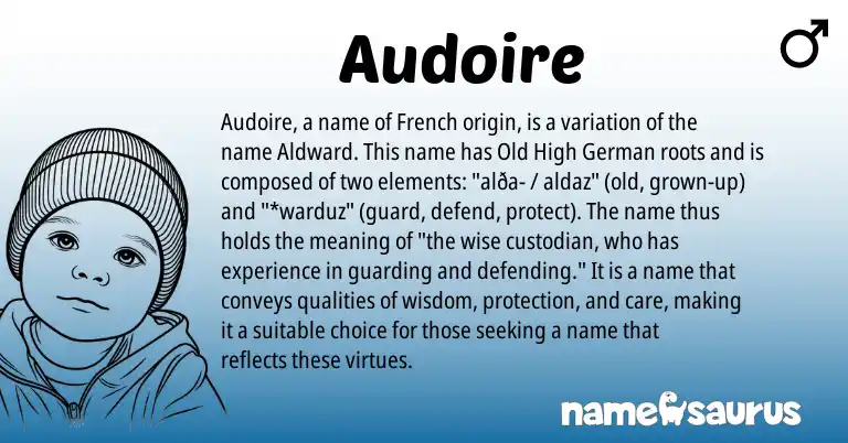 Infographic about Audoire name meaning, Audoire is a name from Old High German, French origin(s).