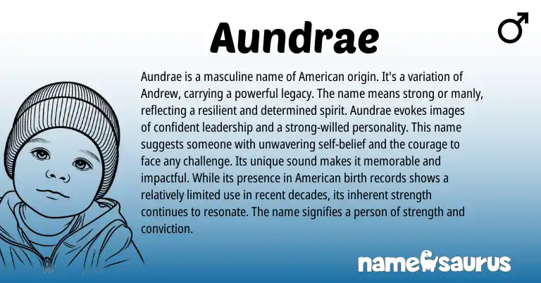 Infographic about Aundrae name meaning, Aundrae is a name from American origin(s).