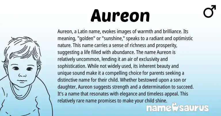 Infographic about Aureon name meaning, Aureon is a name from Latin origin(s).
