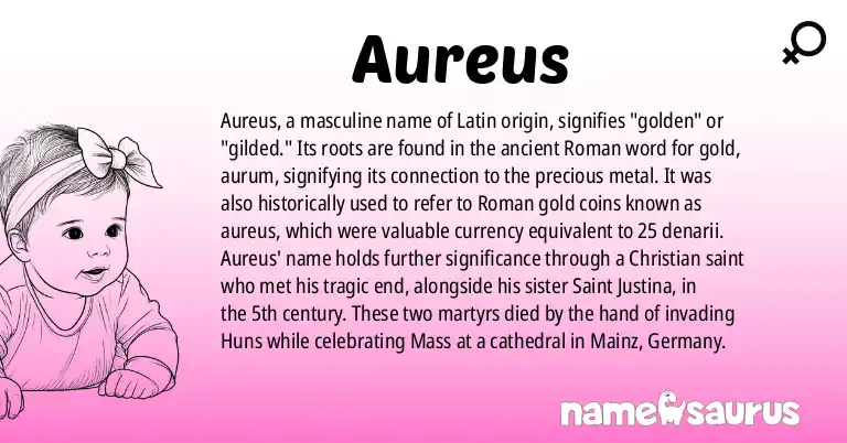 Infographic about Aureus name meaning, Aureus is a name from Late Roman origin(s).