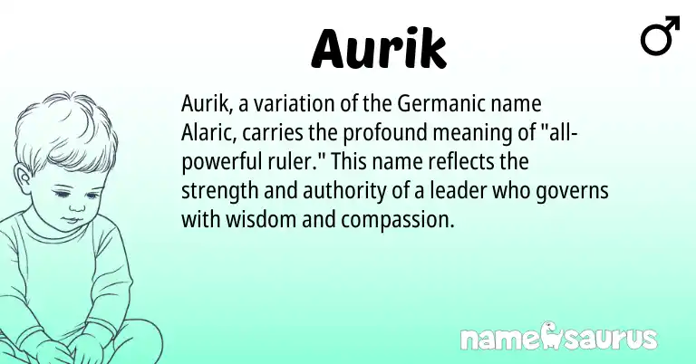 Infographic about Aurik name meaning, Aurik is a name from Germanic origin(s).