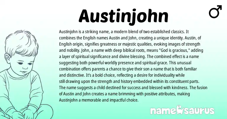 Infographic about Austinjohn name meaning, Austinjohn is a name from English, Biblical origin(s).