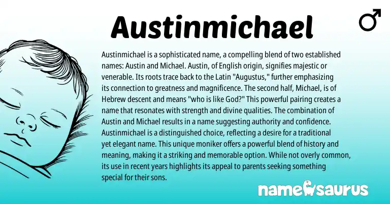 Infographic about Austinmichael name meaning, Austinmichael is a name from Hebrew, English origin(s).