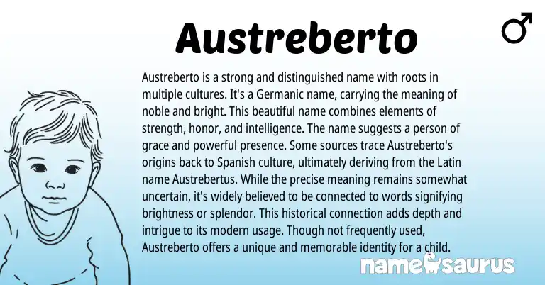 Infographic about Austreberto name meaning, Austreberto is a name from Germanic origin(s).