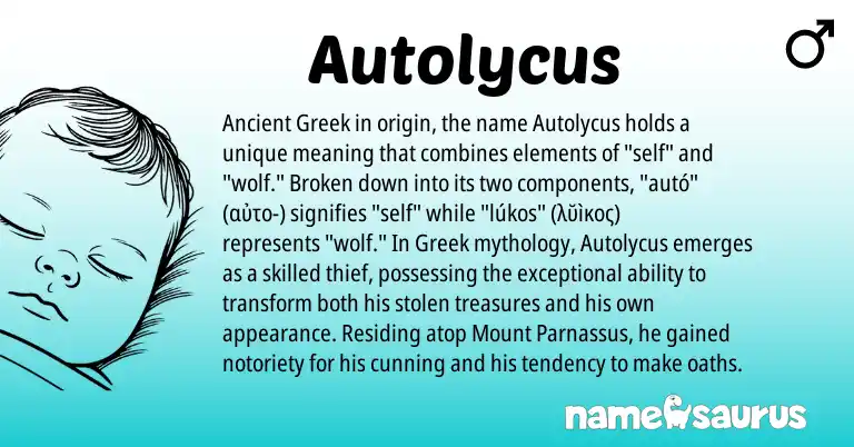 Infographic about Autolycus name meaning, Autolycus is a name from Ancient Greek, Greek origin(s).