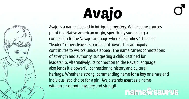 Infographic about Avajo name meaning, Avajo is a name from American, Navajo origin(s).