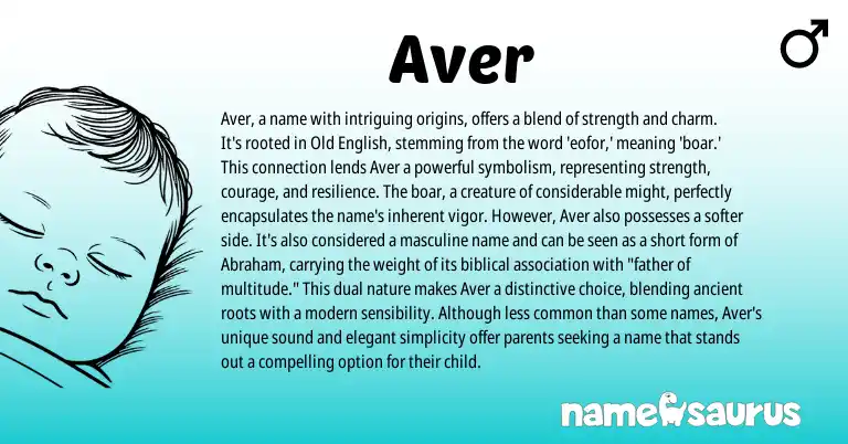 Infographic about Aver name meaning, Aver is a name from Hebrew, English origin(s).