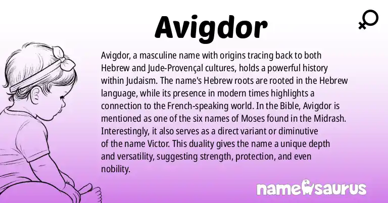 Infographic about Avigdor name meaning, Avigdor is a name from Hebrew, Judeo-Provençal origin(s).