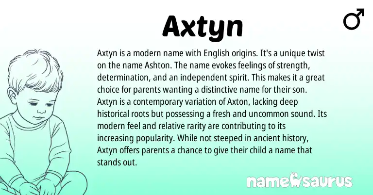 Infographic about Axtyn name meaning, Axtyn is a name from English origin(s).