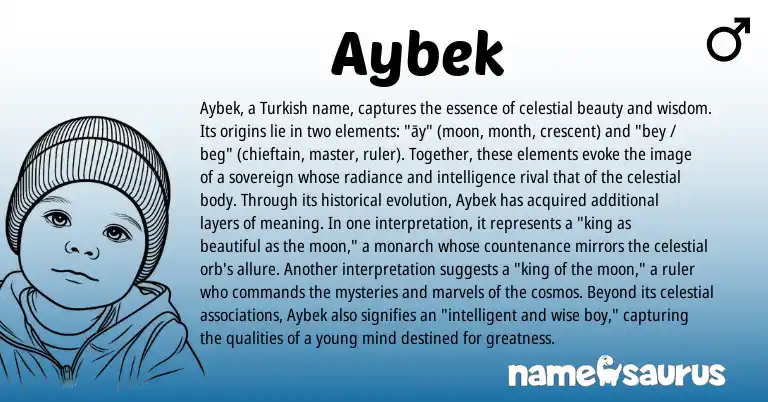 Infographic about Aybek name meaning, Aybek is a name from Turkish origin(s).