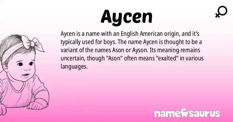 Infographic about Aycen name meaning, Aycen is a name from English (American) origin(s).