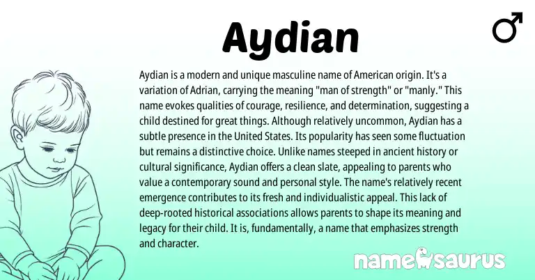 Infographic about Aydian name meaning, Aydian is a name from American origin(s).