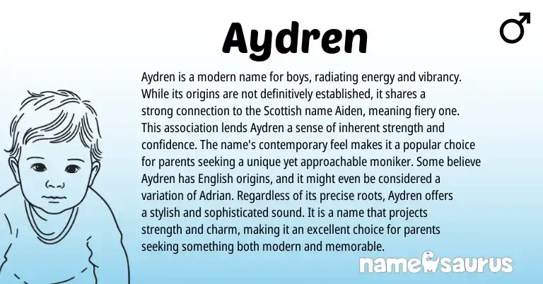 Infographic about Aydren name meaning, Aydren is a name from Scottish origin(s).