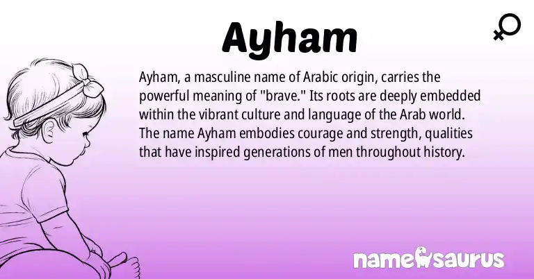 Infographic about Ayham name meaning, Ayham is a name from Arabic origin(s).